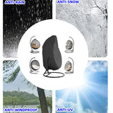 Durable Large Wicker Egg Swing Chair Covers, Waterproof Heavy Duty Weather Resisatnt Outdoor Chair Cover,(Black,Single)