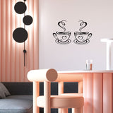 2 PCS Coffee Bar Wall Decor Coffee Bar Sign Wall Sticker Two Coffee Cup Art Wall Decal Sticker Removable Signs for Kitchen Coffee