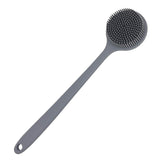 Silicone Back Scrubber for Shower Bath Body Brush with Long Handle (Gray)silicone shower brush is easy to clean by hand washing.
