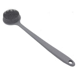 Silicone Back Scrubber for Shower Bath Body Brush with Long Handle (Gray)silicone shower brush is easy to clean by hand washing.