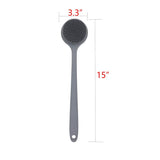 Silicone Back Scrubber for Shower Bath Body Brush with Long Handle (Gray)silicone shower brush is easy to clean by hand washing.