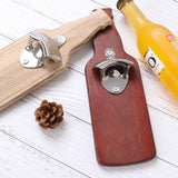 Beer Bottle Opener, Wooden Unique Gift Auto Snap 2 Pcs Fridge Bottle Opener for Brick for Cement for Metal Wall