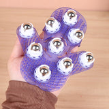 Palm Shaped Massage Glove Body Massager with 9 360-degree-roller Metal Roller Ball Beauty Body Care （2pcs）
