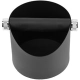 Black Coffee Knock Box with Steel Knock Bar for Easy Espresso Grounds Disposal Outdoors