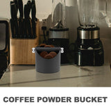 Black Coffee Knock Box with Steel Knock Bar for Easy Espresso Grounds Disposal Outdoors