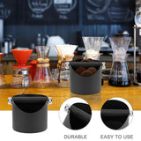 Black Coffee Knock Box with Steel Knock Bar for Easy Espresso Grounds Disposal Outdoors