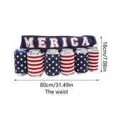 4th of July Novelty American Flag Themed Beverage Holder, Beer Belt Independence Day Drink Holder, Beer Belt Creative Picnic Party Belt, Unisex Soda Can Holster Belt for Party Outdoor