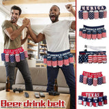 4th of July Novelty American Flag Themed Beverage Holder, Beer Belt Independence Day Drink Holder, Beer Belt Creative Picnic Party Belt, Unisex Soda Can Holster Belt for Party Outdoor