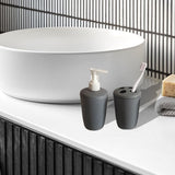 4 Piece Bathroom Accessory Set with Soap Dispenser Pump Toothbrush Cup and Soap for Modern Home and Hotel Decor Ideal for Housewarming and Weddings