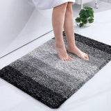 Non-Slip Flocking Bath Rug | Super Absorbent Microfiber Carpet | 50x80cm (15.7x31.4in) | Gray/Blue/Khaki/Navy | Machine Washable | Bathroom Kitchen Living Room Mats