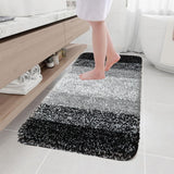 Non-Slip Flocking Bath Rug | Super Absorbent Microfiber Carpet | 50x80cm (15.7x31.4in) | Gray/Blue/Khaki/Navy | Machine Washable | Bathroom Kitchen Living Room Mats