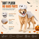 Dog Dinosaur Costume, Plush T-Rex Skeleton Halloween Outfit with 3D Skull Headpiece for Medium Large Dogs