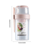 Breakfast On The Go Cups, Take And Go Yogurt Cereal Overnight Oats Snack Parfait Containers & Salad Dressing Holder With Fork For Lunch, Fruit & Vegetable Jar(Pink,36.2oz)