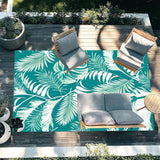 Outdoor Rugs 4x5.2Ft for Patios Clearance Waterproof, Reversible Tropical Polyester Straw Camping Mat Outside Rug, Large Outdoor Area Rug for RV, Deck, Balcony, Picnic