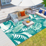 Outdoor Rugs 4x5.2Ft for Patios Clearance Waterproof, Reversible Tropical Polyester Straw Camping Mat Outside Rug, Large Outdoor Area Rug for RV, Deck, Balcony, Picnic