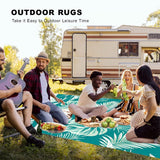 Outdoor Rugs 4x5.2Ft for Patios Clearance Waterproof, Reversible Tropical Polyester Straw Camping Mat Outside Rug, Large Outdoor Area Rug for RV, Deck, Balcony, Picnic