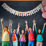 Welcome Back  Banner for School Party Office Rustic Multi Color Wall Hanging