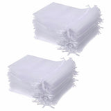 100 Pack White Organza Drawstring Bags, Soft and Elegant Gift Bags for Weddings, Parties, Jewelry, and Small Gift Packaging