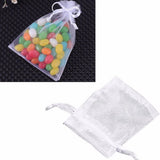 100 Pack White Organza Drawstring Bags, Soft and Elegant Gift Bags for Weddings, Parties, Jewelry, and Small Gift Packaging