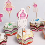 20Pcs Baby Theme Cake Cupcake Toppers Decoration Cake Picks for Baby Shower Birthday Party (Pink)