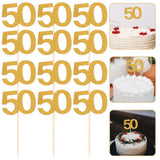 24pcs Golden Number 50 Cake Toppers for Birthday Party Decorations, Shiny Picks Ideal for Celebrations and Special Occasions