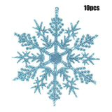 10Pcs Glitter Snowflake Christmas Ornaments Xmas Tree Hanging Decoration 10cm 5.9*3.9*1.4 in Light blue