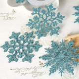 10Pcs Glitter Snowflake Christmas Ornaments Xmas Tree Hanging Decoration 10cm 5.9*3.9*1.4 in Light blue