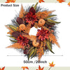 Fall Wreath 20’’ Autumn Front Door Wreath Harvest Wreath with Sunflower Pumpkins Berries Maple Leaves Daisies for Outside Indoor Home Wall Festival Thanksgiving Autumn Farmhouse Decor