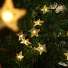Solar String Lights Outdoor, Solar Powered Star String Lights, 16ft 20 LED Waterproof Christmas String Lights for Gardens Patio Landscape Xmas Tree Decorations(Warm White)