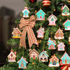 16 Pieces Christmas House Ornament Wooden House Decorations Christmas Tree Hanging Ornaments Decorations Xmas Painted Wood House Pendants for Holiday Christmas Tree Decor