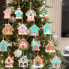 16 Pieces Christmas House Ornament Wooden House Decorations Christmas Tree Hanging Ornaments Decorations Xmas Painted Wood House Pendants for Holiday Christmas Tree Decor