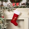 17 Inches Personalized Christmas Stockings with Letters, Red Velvet with Soft Plush Cuff & Embroidered Gold Letter Monogram Initial Xmas Stockings for Holiday Seasonal Decor Party Supplies(J)