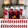 17 Inches Personalized Christmas Stockings with Letters, Red Velvet with Soft Plush Cuff & Embroidered Gold Letter Monogram Initial Xmas Stockings for Holiday Seasonal Decor Party Supplies(J)