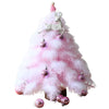 Small Mini Pink Christmas Tree with Light,24Inch/2Ft Tabletop Miniature Pine Christmas Tree with Hanging Ornaments, Battery Operated Artificial Girl Xmas Tree, Best DIY Christmas Holiday Decor