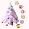 Small Mini Pink Christmas Tree with Light,24Inch/2Ft Tabletop Miniature Pine Christmas Tree with Hanging Ornaments, Battery Operated Artificial Girl Xmas Tree, Best DIY Christmas Holiday Decor