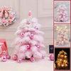 Small Mini Pink Christmas Tree with Light,24Inch/2Ft Tabletop Miniature Pine Christmas Tree with Hanging Ornaments, Battery Operated Artificial Girl Xmas Tree, Best DIY Christmas Holiday Decor