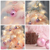 Small Mini Pink Christmas Tree with Light,24Inch/2Ft Tabletop Miniature Pine Christmas Tree with Hanging Ornaments, Battery Operated Artificial Girl Xmas Tree, Best DIY Christmas Holiday Decor