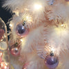 Small Mini Pink Christmas Tree with Light,24Inch/2Ft Tabletop Miniature Pine Christmas Tree with Hanging Ornaments, Battery Operated Artificial Girl Xmas Tree, Best DIY Christmas Holiday Decor