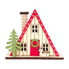 Pre-Lit Christmas Village House LED Wooden Christmas Scene House with Lights Battery Operated Luminous Farmhouse Christmas Desktop Decoration for Xmas Party Tabletop Mantle Decor (Elk)