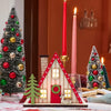 Pre-Lit Christmas Village House LED Wooden Christmas Scene House with Lights Battery Operated Luminous Farmhouse Christmas Desktop Decoration for Xmas Party Tabletop Mantle Decor (Elk)