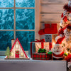 Pre-Lit Christmas Village House LED Wooden Christmas Scene House with Lights Battery Operated Luminous Farmhouse Christmas Desktop Decoration for Xmas Party Tabletop Mantle Decor (Elk)