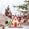 Pre-Lit Christmas Village House LED Wooden Christmas Scene House with Lights Battery Operated Luminous Farmhouse Christmas Desktop Decoration for Xmas Party Tabletop Mantle Decor (Elk)