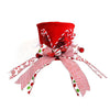 Candy Christmas Tree Topper - Large Red Tree Topper Hat with Candy Peppermint Bows Ribbon Ornament, Top Hat Christmas Tree Topper for Home Office Holiday Tree Decoration Xmas Gift