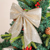 Gold Glitter Wired Ribbon Bows with Twist Tie 10" Premade Metallic Christmas Bows for Gift Wrapping, Wreath, Garland, Holiday Crafts Party Home Outdoor Christmas Tree Decorations