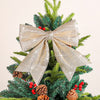 Gold Glitter Wired Ribbon Bows with Twist Tie 10" Premade Metallic Christmas Bows for Gift Wrapping, Wreath, Garland, Holiday Crafts Party Home Outdoor Christmas Tree Decorations