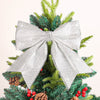 Silver Christmas Bow Wreaths Bows, Christmas Tree Bow Glitter, Xmas Decorative Bows Sequin Bow Ties for Home Ornament Decoration, Christmas Party, Gift Wrapping Decors