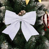 Silver Christmas Bow Wreaths Bows, Christmas Tree Bow Glitter, Xmas Decorative Bows Sequin Bow Ties for Home Ornament Decoration, Christmas Party, Gift Wrapping Decors