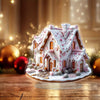 7.3in Christmas Village Building Snow Town Christmas Village Houses Resin Christmas Village Accessories for Christmas Village Collection Room Decor Pink)