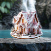 7.3in Christmas Village Building Snow Town Christmas Village Houses Resin Christmas Village Accessories for Christmas Village Collection Room Decor Pink)