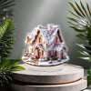 7.3in Christmas Village Building Snow Town Christmas Village Houses Resin Christmas Village Accessories for Christmas Village Collection Room Decor Pink)